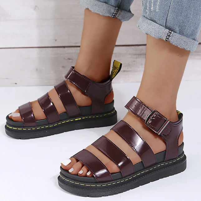 Women’s Soft Leather Platform Sandals – Summer Open Toe Wedge Flats