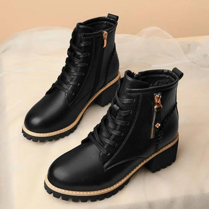 Women’s Chunky Heel Ankle Boots – Stylish Comfort & Lift
