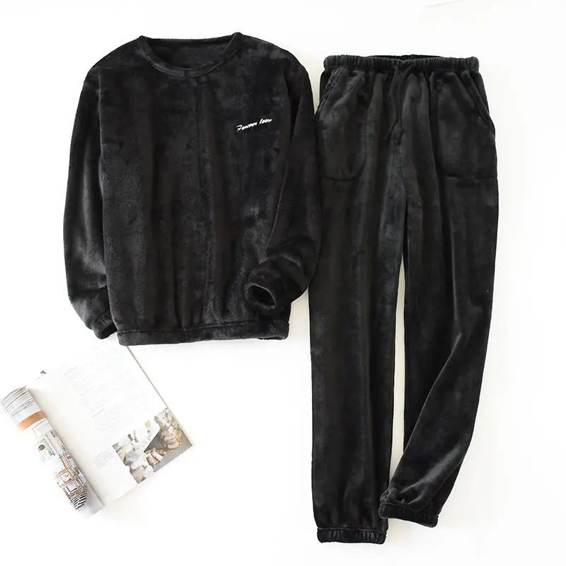 Thick Velvet & Flannel 2-Piece Pajama Set Men