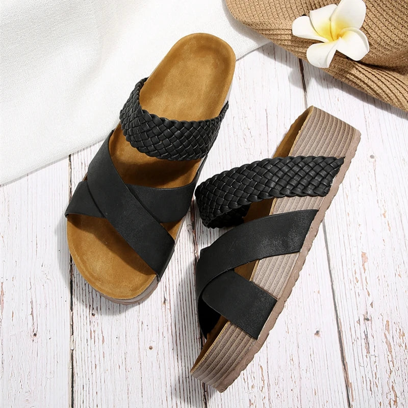Fashionable Female Slide slippers Ladies Babouches Thick-soled Women Outdoor Flat Sandals-HighTouch