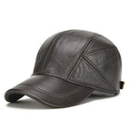 Genuine Leather Earflap Baseball Cap – Real Cowhide Winter Warmth-HighTouch