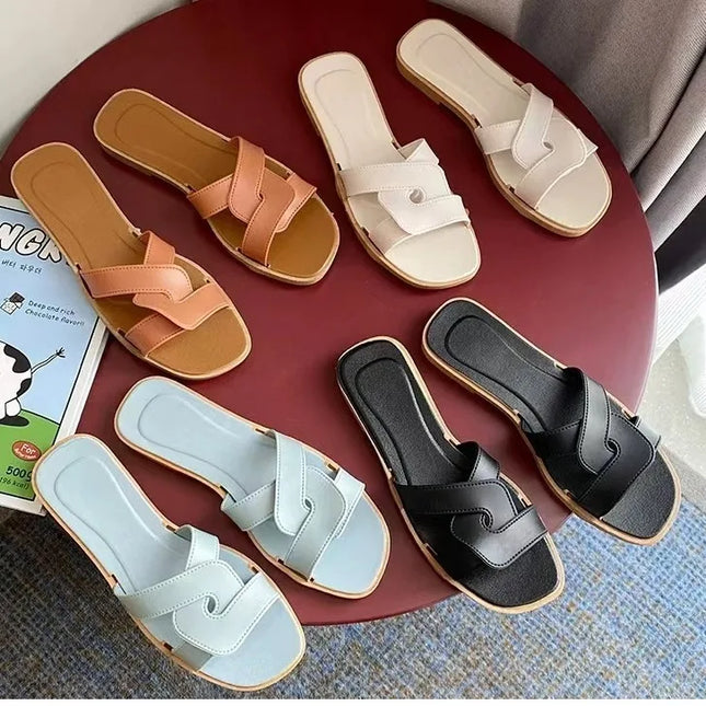 Women's Comfort Slide Sandals - Anti-Slip Cross-Strap Slippers w/PVC Sole | Sizes 5-11 | Wholesale Available