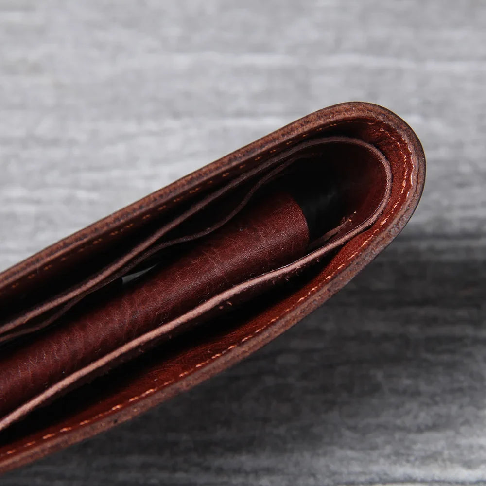 Men's Vintage Cowhide Leather Wallet | Slim Bifold