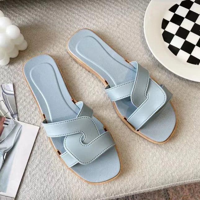 Women's Comfort Slide Sandals - Anti-Slip Cross-Strap Slippers w/PVC Sole | Sizes 5-11 | Wholesale Available
