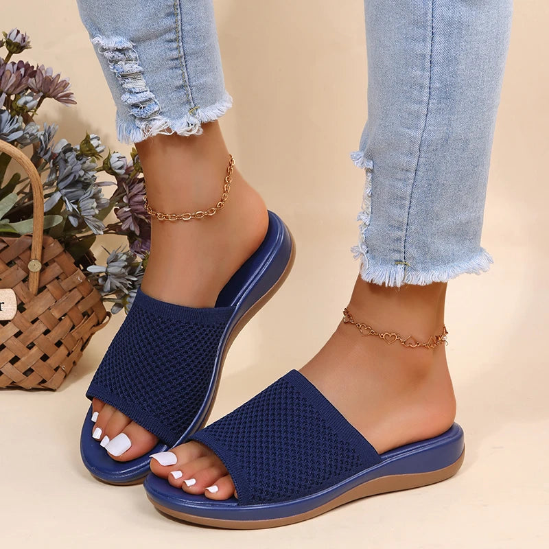 Women’s Platform Slip-On Wedge Sandals – All-Season PU Outdoor Shoes-HighTouch