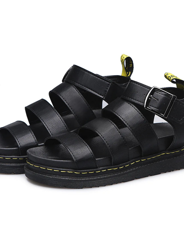 Women’s Soft Leather Platform Sandals – Summer Open Toe Wedge Flats