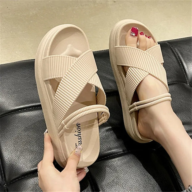 Women’s Fairy Style Flat Roman Sandals – Summer Thick Sole Beach Shoes