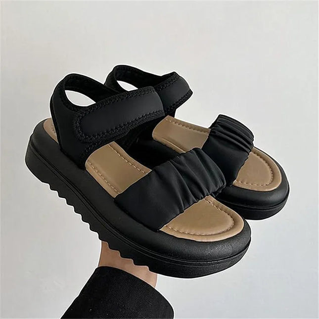 Women’s Thick Sole Cross Slide Slippers – Open Toe Summer Outdoor Flats