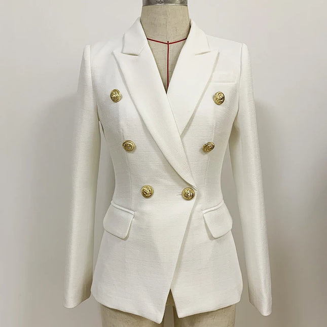 Women’s Slim Fit Blue Blazer – Long Sleeve Office Jacket with Pockets