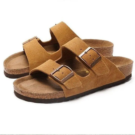 Retro Explosion Belt Buckle Sandals Cross-Border Plus Size Flat Slippers for Men Women Summer