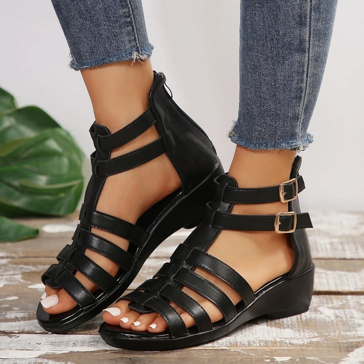 Spring Summer Ladies' Wedge Sandals Comfortable Durable Beach Flat Sandals Solid-HighTouch