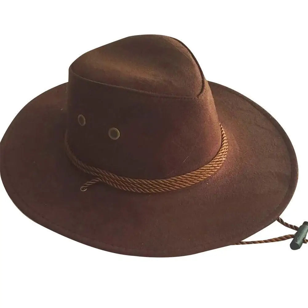 Western Cowboy Hat for Men – Wide Brim Breathable Adjustable Fit Summer Sun Protection-HighTouch