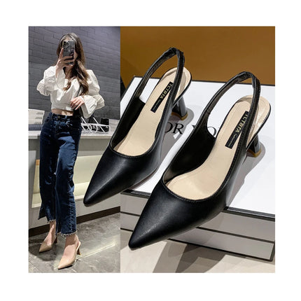 Women’s Pointed Thin Heel Sandals | Shallow Mouth Slip-On Summer Heel