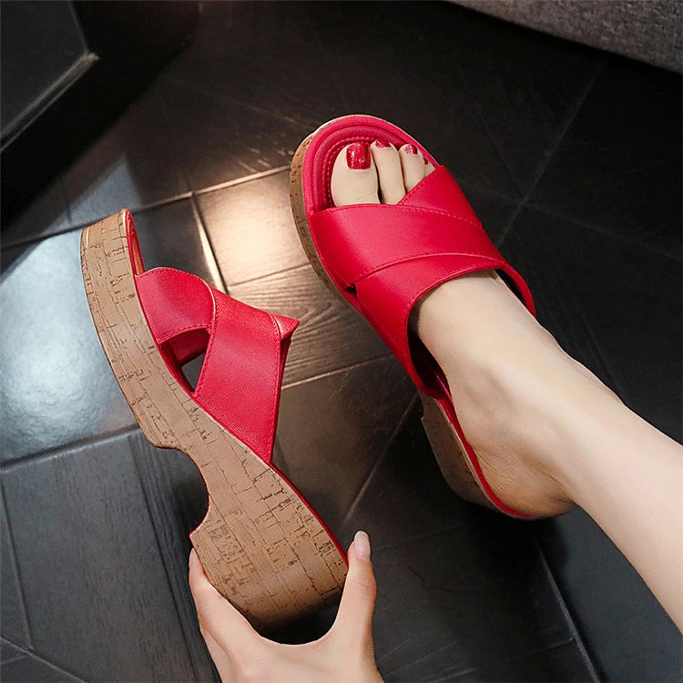 Women’s Chunky Heel Platform Wedge Sandals – Open Toe Jute Summer Shoes-HighTouch
