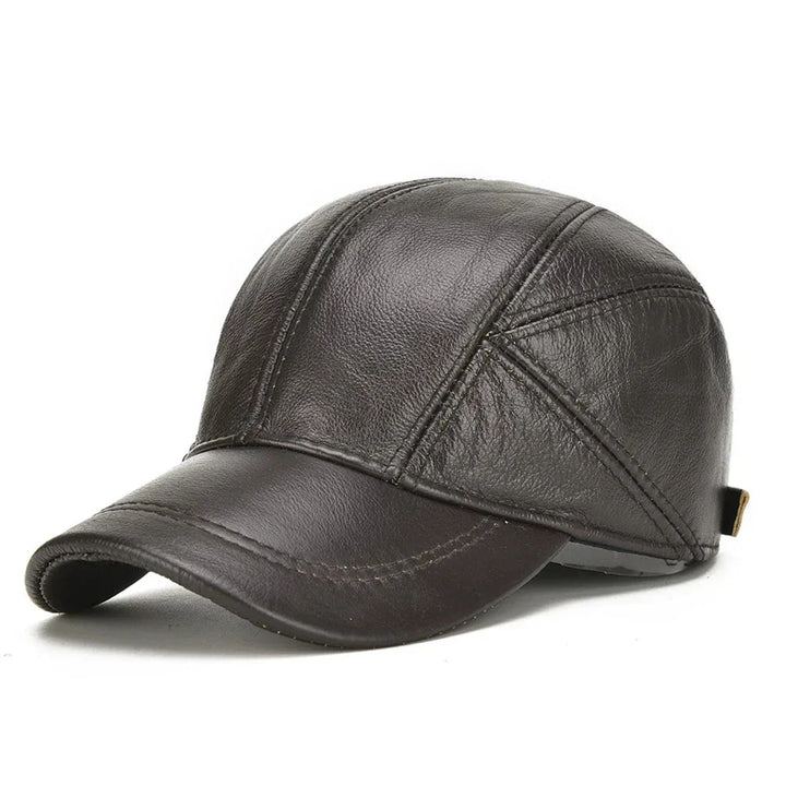 Men's Genuine Cowhide Leather Cap – Vintage Style