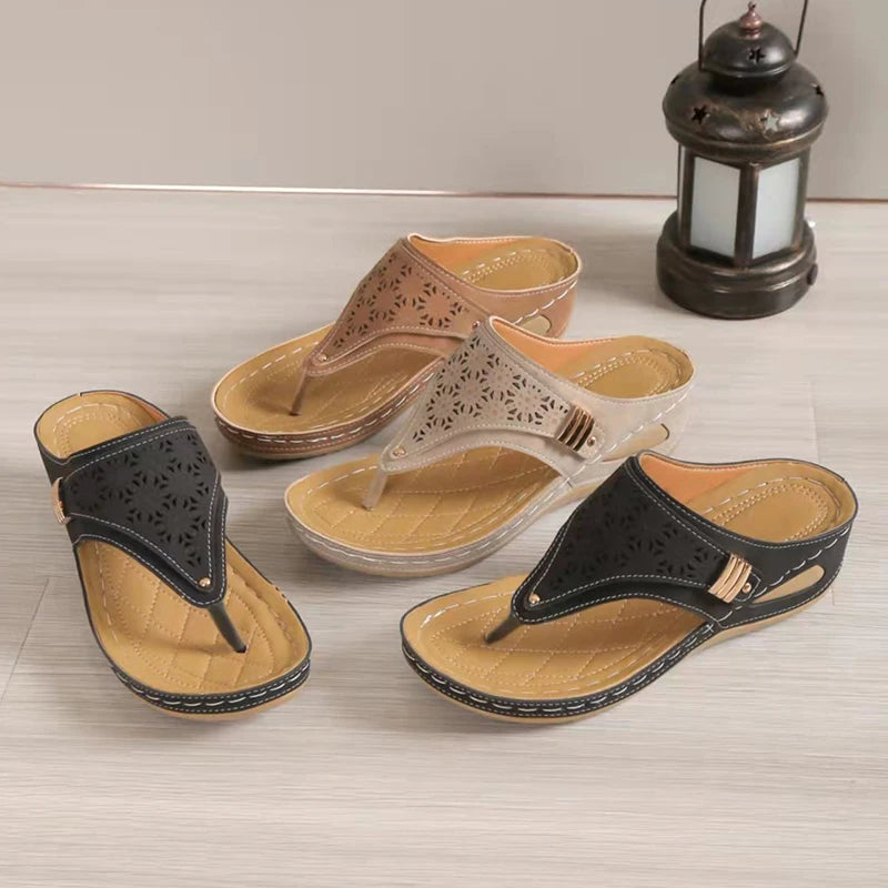 Women's Lightweight Clip Toe Wedge Sandals – Non-Slip Summer Platform Flip Flops-HighTouch