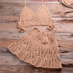 Liora - Women Crochet Halter Bikini Cover Up Set