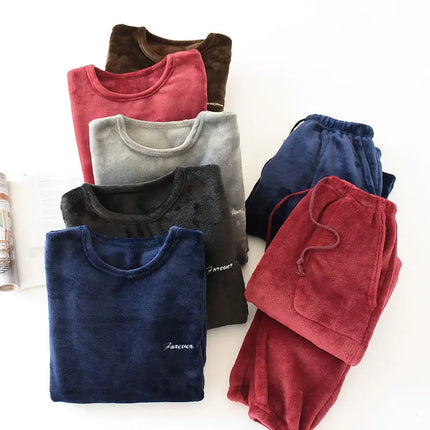 Thick Velvet & Flannel 2-Piece Pajama Set Men