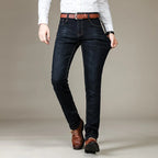 Casual Stretch Straight-Leg Men’s Jeans - Soft Cotton Denim in Black & Navy-HighTouch