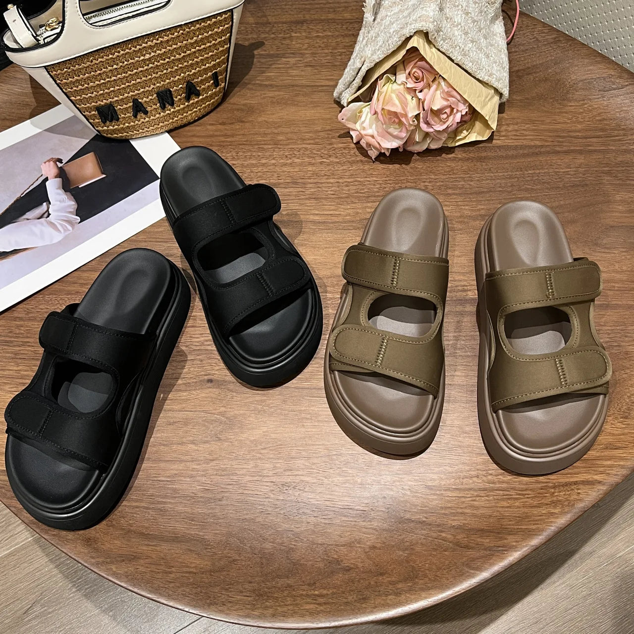 Women's Summer Velcro Sport Sandals – Thick Sole Casual Beach Slides