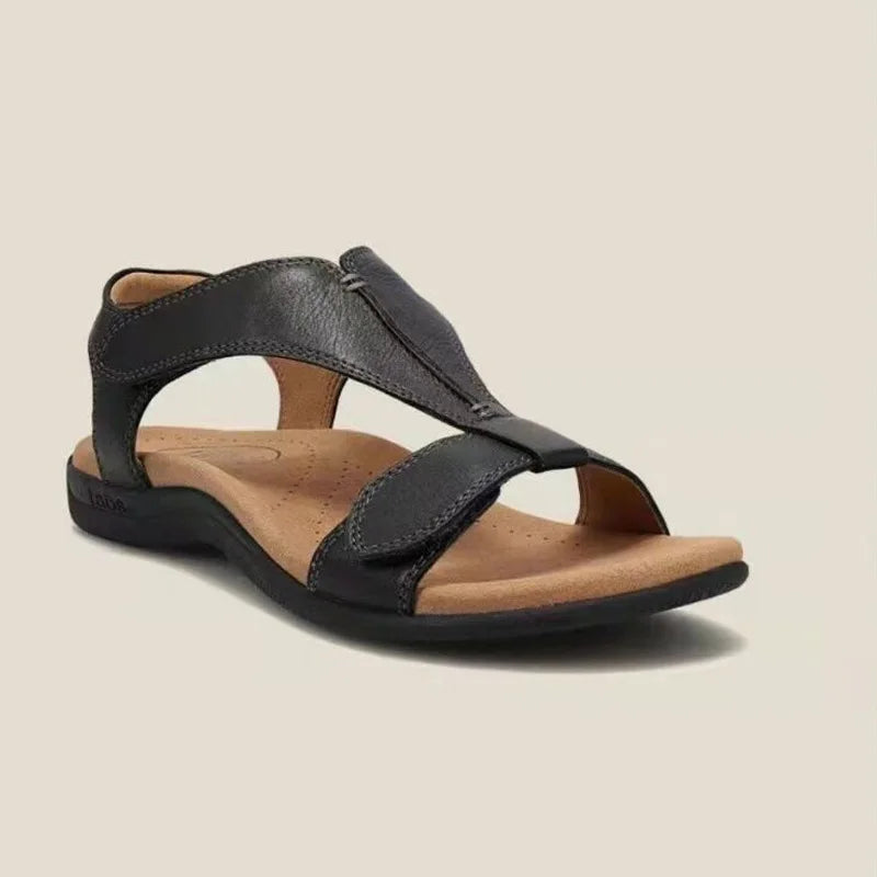 Women's Belt Buckle Sandals - Round Hollow-Toe Flat Heel (Size 4-13) | Plus Size Available | HighTouch