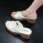 Women’s Chunky Heel Platform Wedge Sandals – Open Toe Jute Summer Shoes-HighTouch