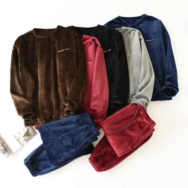 Thick Velvet & Flannel 2-Piece Pajama Set Men
