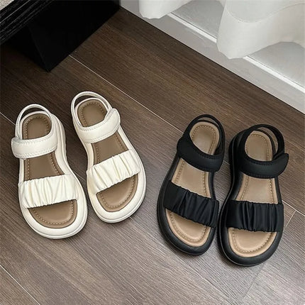 Women’s Thick Sole Cross Slide Slippers – Open Toe Summer Outdoor Flats