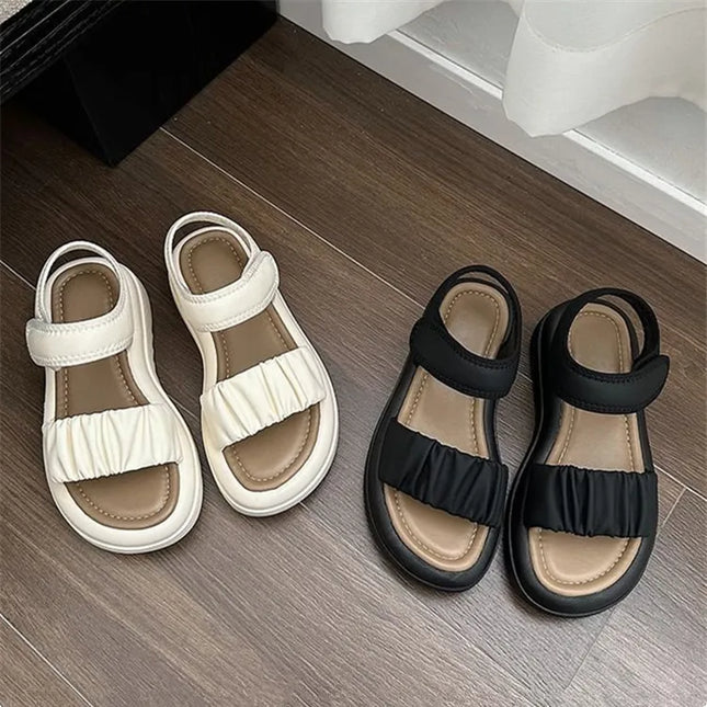 Women’s Thick Sole Cross Slide Slippers – Open Toe Summer Outdoor Flats