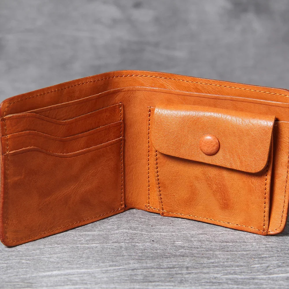 Men's Vintage Cowhide Leather Wallet | Slim Bifold