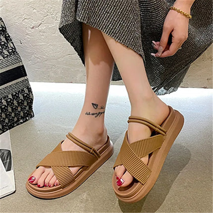 Women’s Fairy Style Flat Roman Sandals – Summer Thick Sole Beach Shoes