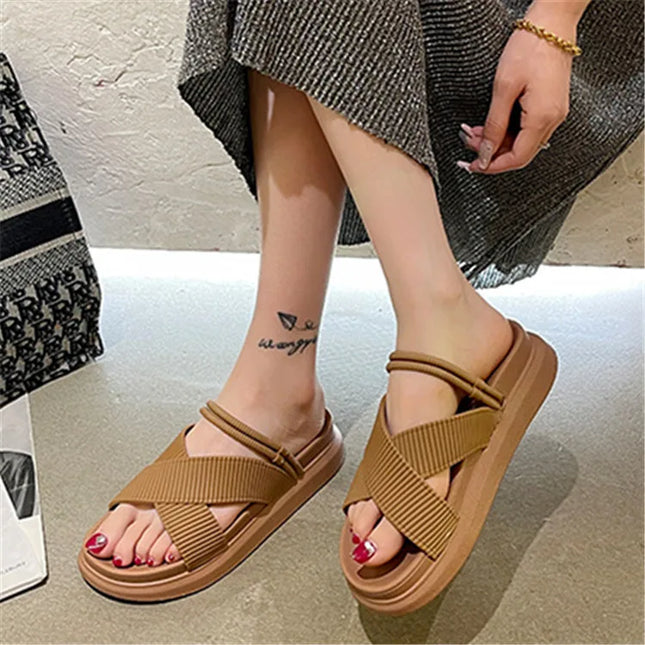 Women’s Fairy Style Flat Roman Sandals – Summer Thick Sole Beach Shoes