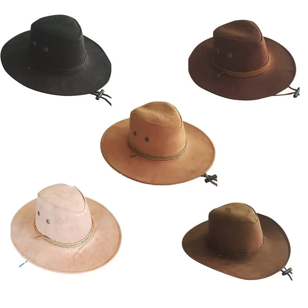 Western Cowboy Hat for Men – Wide Brim Breathable Adjustable Fit Summer Sun Protection-HighTouch