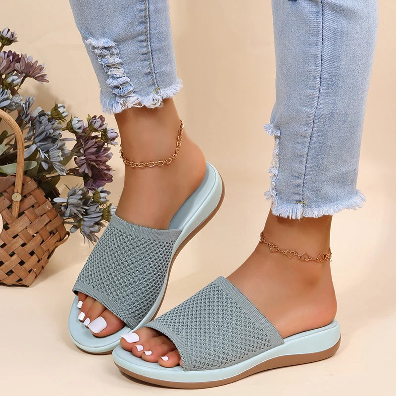 Women’s Platform Slip-On Wedge Sandals – All-Season PU Outdoor Shoes-HighTouch