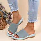 Women’s Platform Slip-On Wedge Sandals – All-Season PU Outdoor Shoes-HighTouch