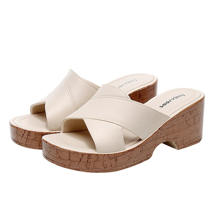 Women’s Chunky Heel Platform Wedge Sandals – Open Toe Jute Summer Shoes