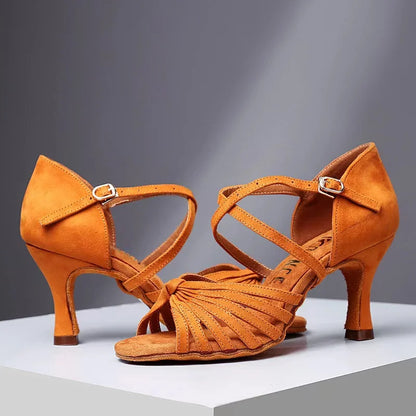 Red 7cm Soft Sole Women Latin Dance Shoes Strap Salsa Ballroom Tango Jazz Free Dancing Shoes
