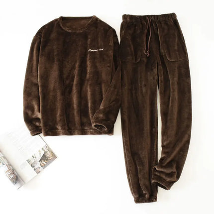 Thick Velvet & Flannel 2-Piece Pajama Set Men