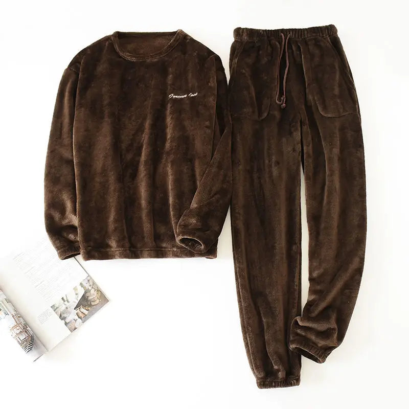 Thick Velvet & Flannel 2-Piece Pajama Set Men-HighTouch