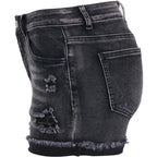 Black High-Waist Elastic Denim Shorts – Summer Casual for Women-HighTouch