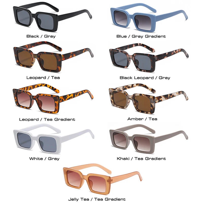 SO&EI Small Rectangle Leopard Sunglasses – Unisex Trendy UV400 Shades