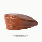 Artificial Leather Beret Cap – Stylish Unisex Bucket & Beret Hybrid-HighTouch