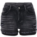 Black High-Waist Elastic Denim Shorts – Summer Casual for Women