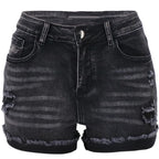 Black High-Waist Elastic Denim Shorts – Summer Casual for Women-HighTouch