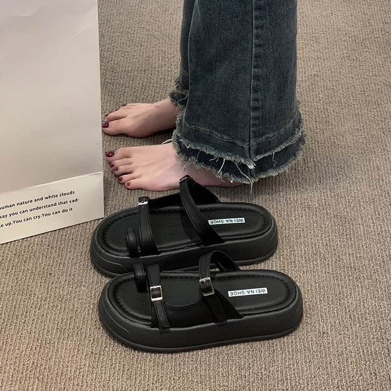 Beach Sandals for Women | Thick Sole Korean Slippers