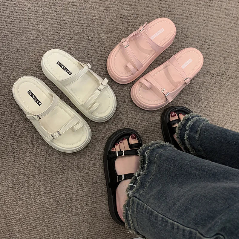 Beach Sandals for Women | Thick Sole Korean Slippers