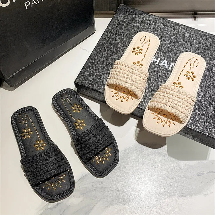 Women’s Slip-On Platform Sandals – Summer Flat Anti-Slip Fashion Slides-HighTouch