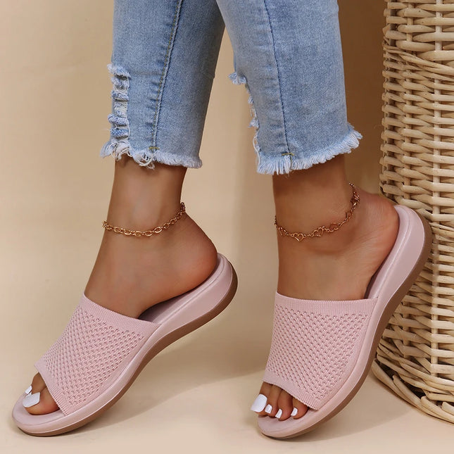 Women’s Platform Slip-On Wedge Sandals – All-Season PU Outdoor Shoes