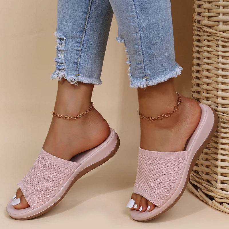 Women’s Platform Slip-On Wedge Sandals – All-Season PU Outdoor Shoes-HighTouch
