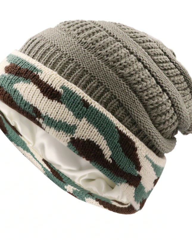 Women’s Silk-Satin Lined Chunky Knit Beanie